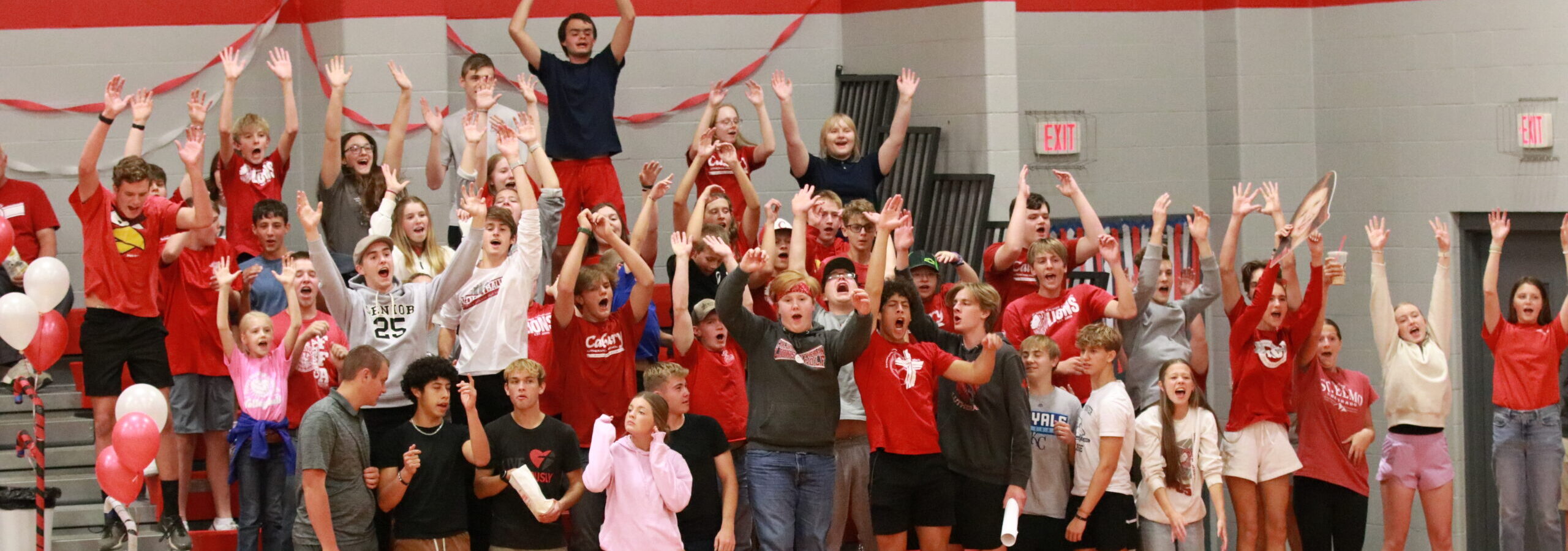 Calvary Lutheran High School students cheering on their team.